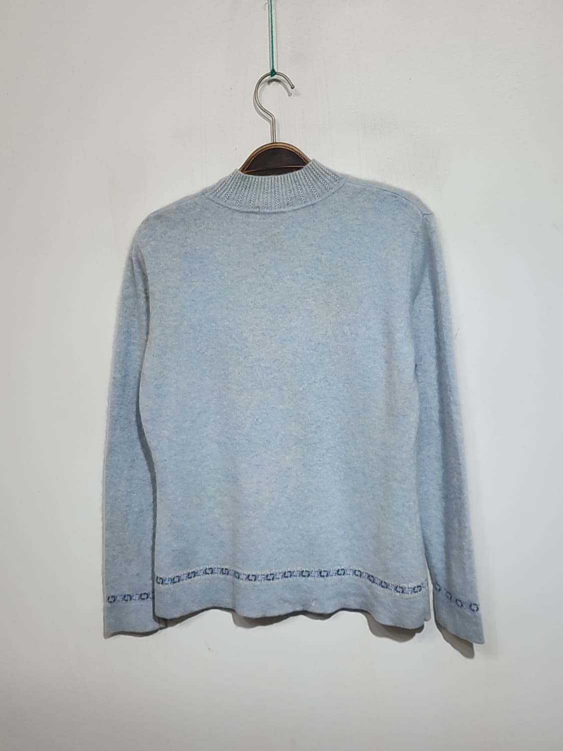 (M) 반폴라 캐시미어 니트 하늘색 반목 스웨터 캐주얼  상품이미지5