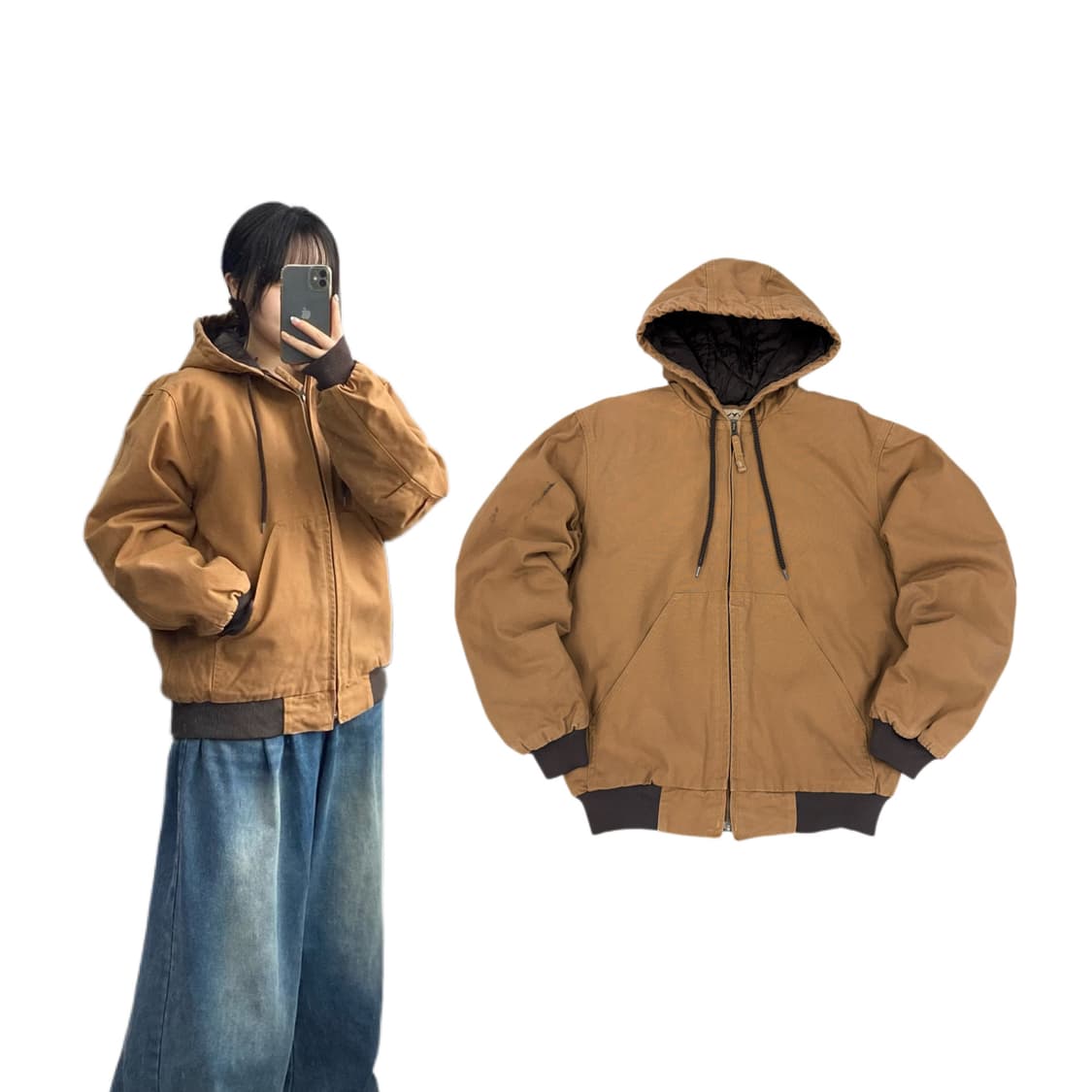 칼하트맛 빈티지 덕액티브 후드 워크자켓 된장 상품이미지1