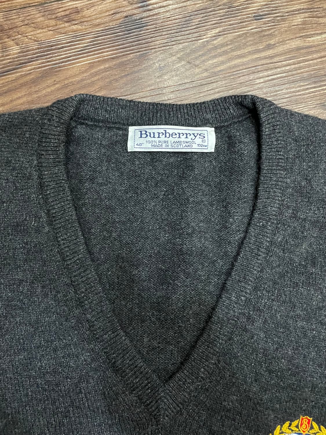 90s 버버리 퓨어 램스울 스웨터 니트 그레이 상품이미지6
