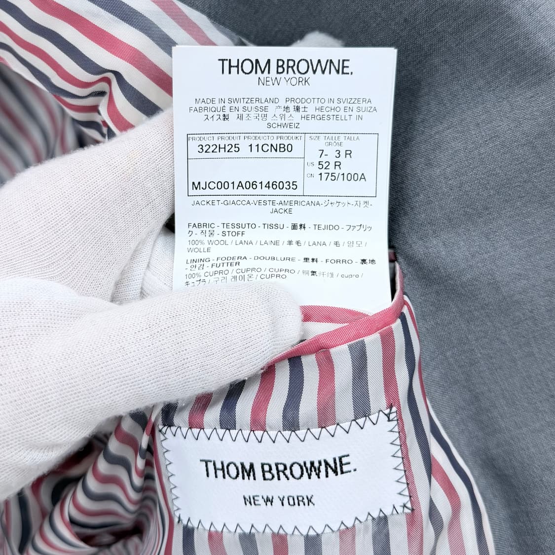 [미사용/3] 톰브라운 사선완장 위브 블레이저 자켓 정장 그레이 상품이미지8