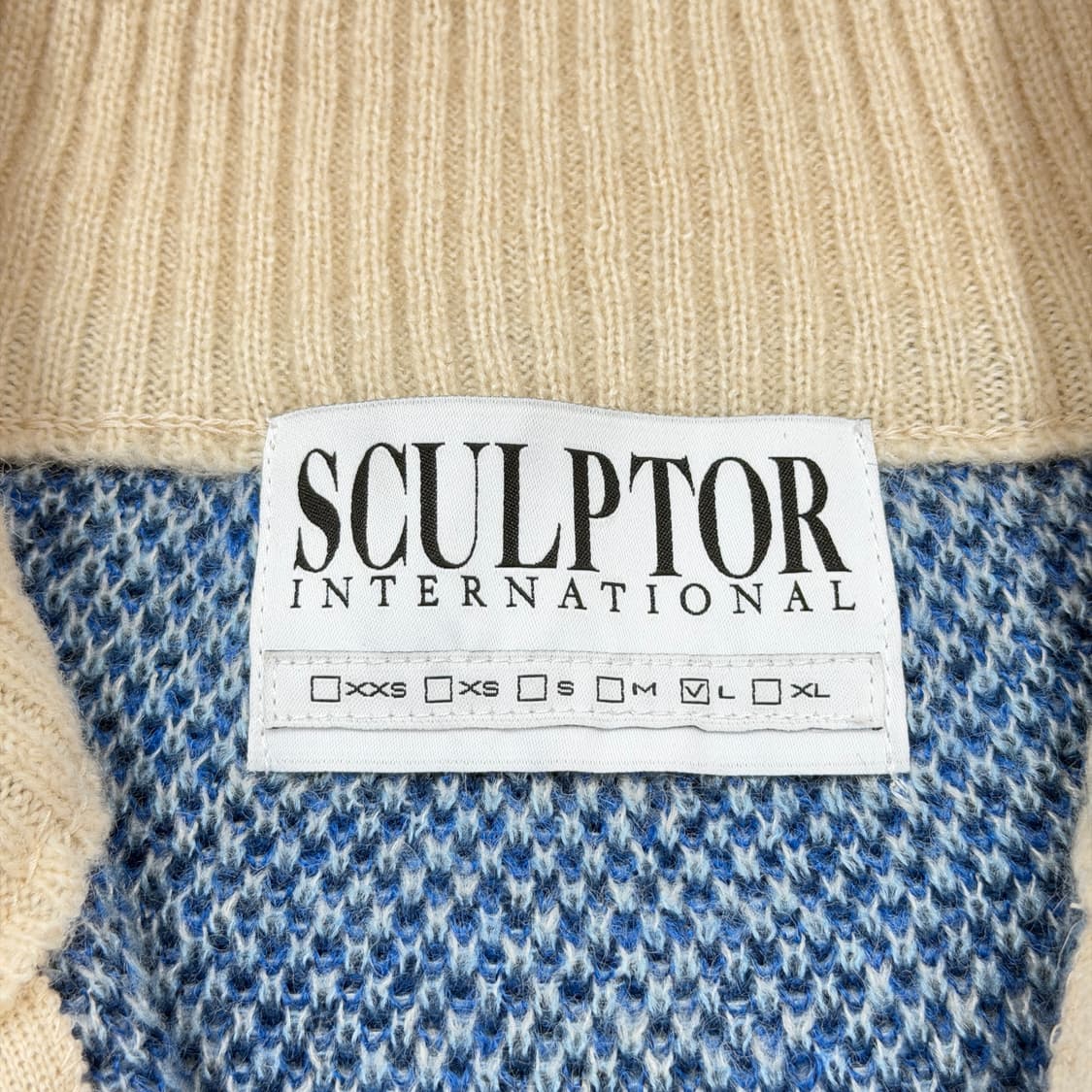 스컬프터 모헤어 체크집업 니트 멀티 블루 L 상품이미지5