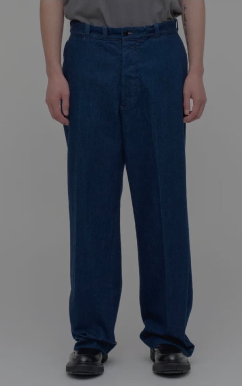시오타 데님 슬랙스 네이비 팬츠 상품이미지5