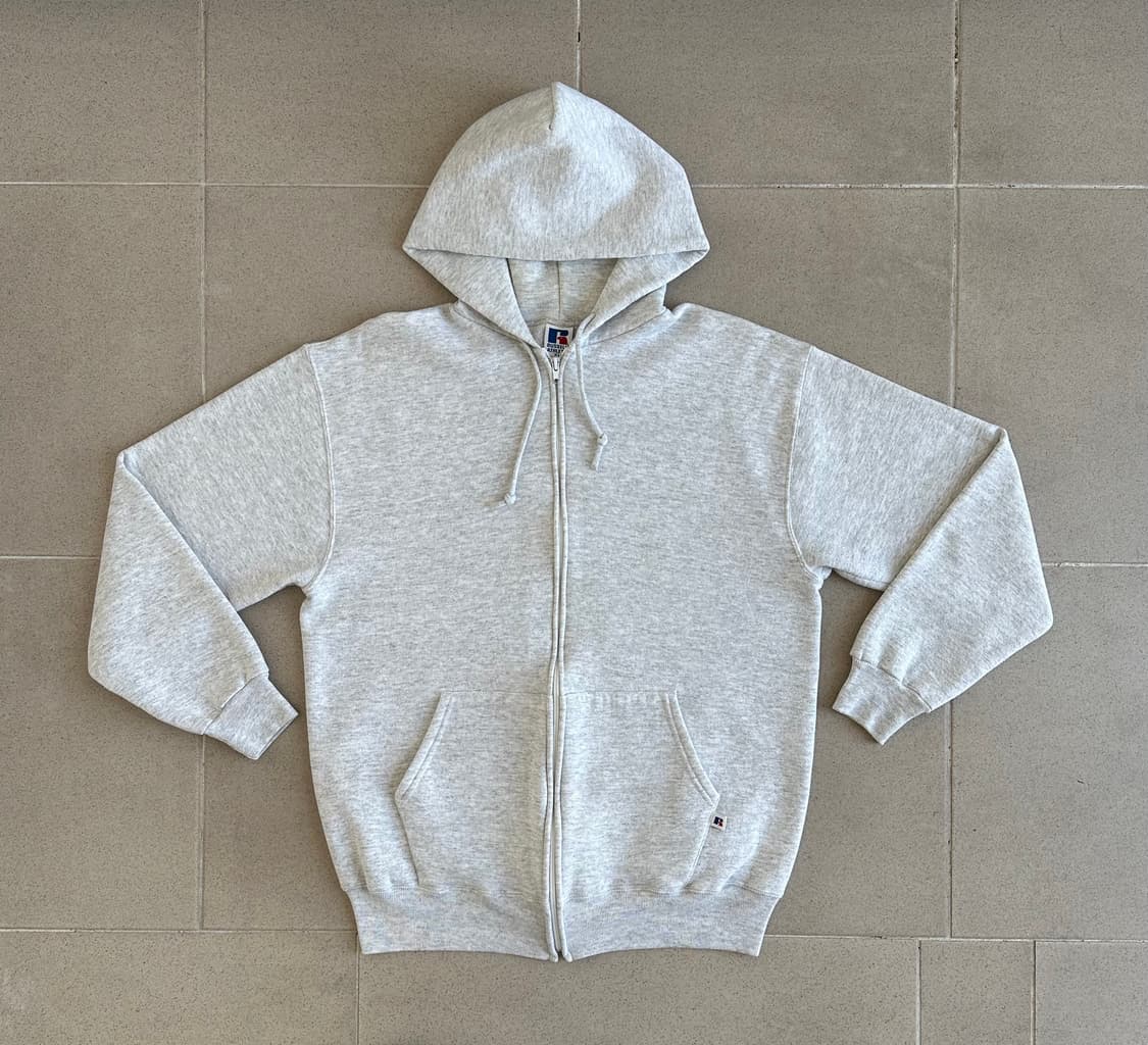 90s 빈티지 러셀 후드집업 밝은그레이 XL USA 상품이미지1