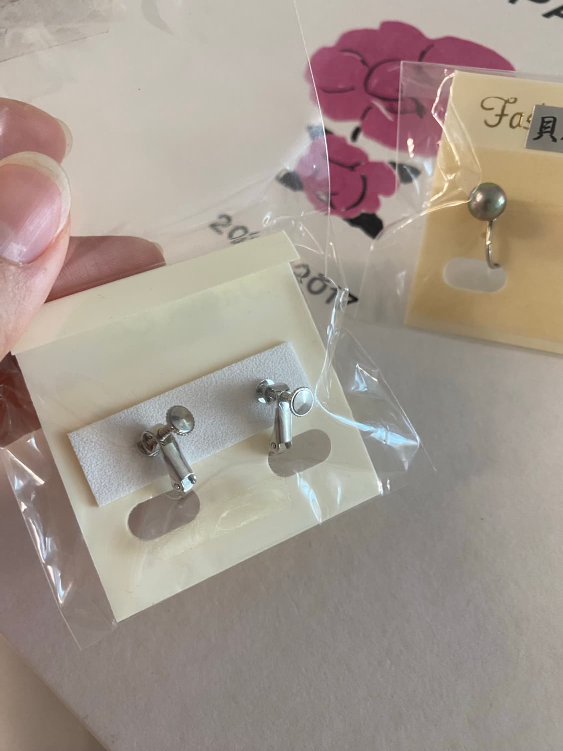 일본 쉘진주 클립 귀걸이 2 세트 상품이미지3