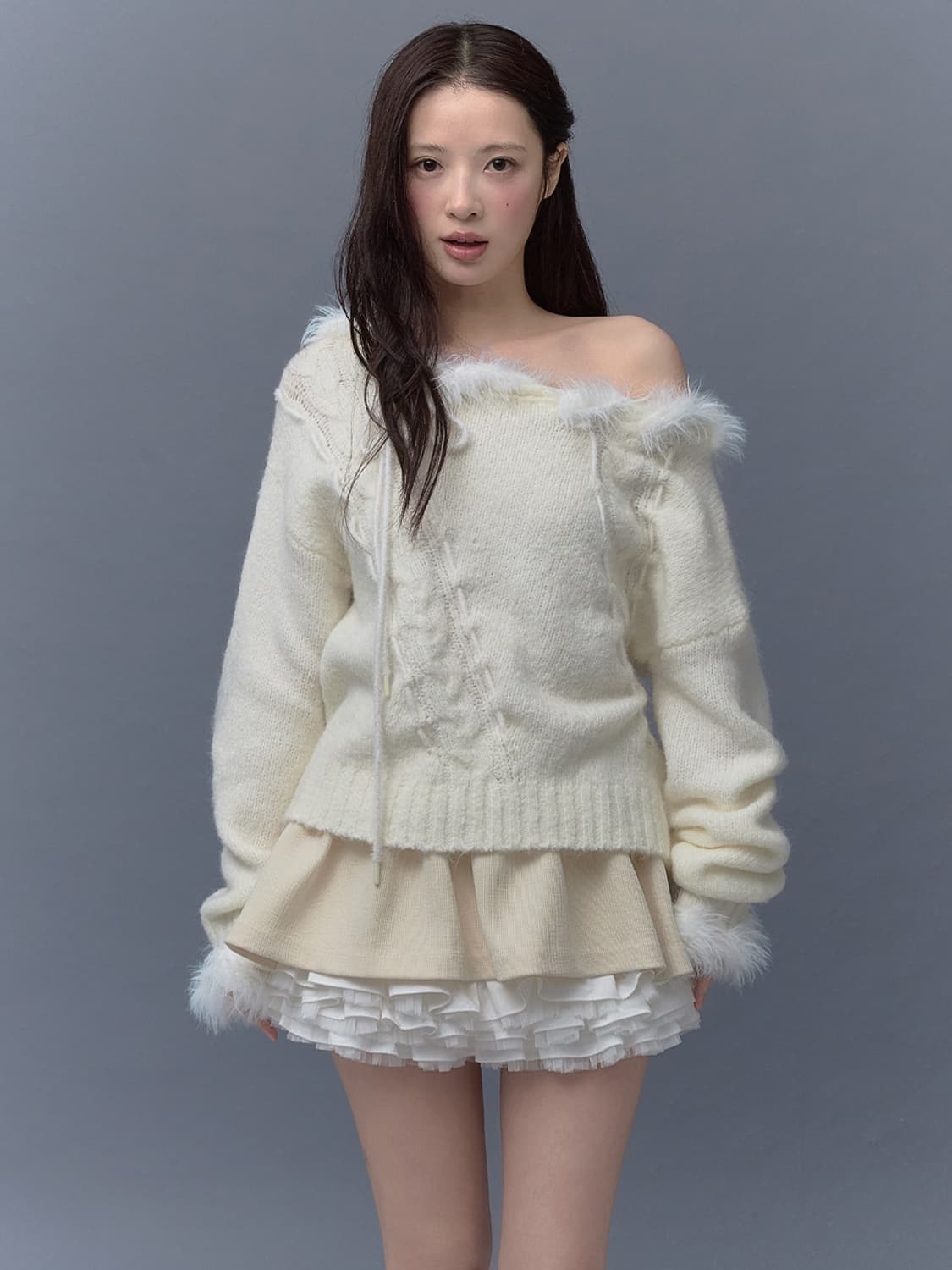 thetis OFF SHOUlDER ANGEL CABLE KNIT 상품이미지1