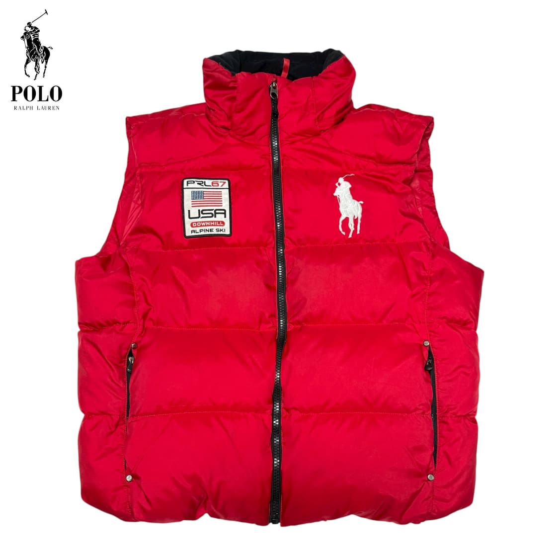 폴로 성조기 빅포니 패딩조끼 레드 상품이미지1