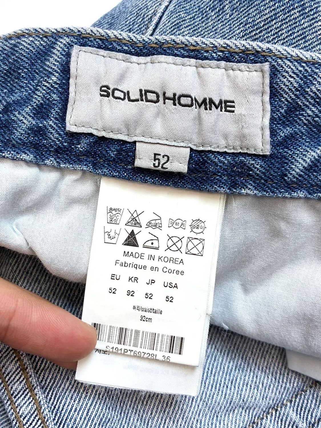 솔리드옴므 19ss 워싱 페인팅 테이퍼드 데님 팬츠 PN5349 상품이미지8