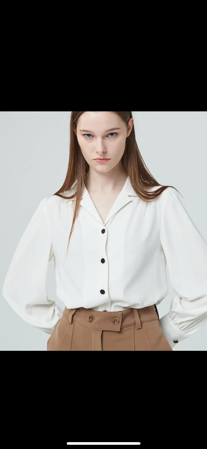 누브 셔링 노치드 블라우스 - 아이보리 상품이미지7