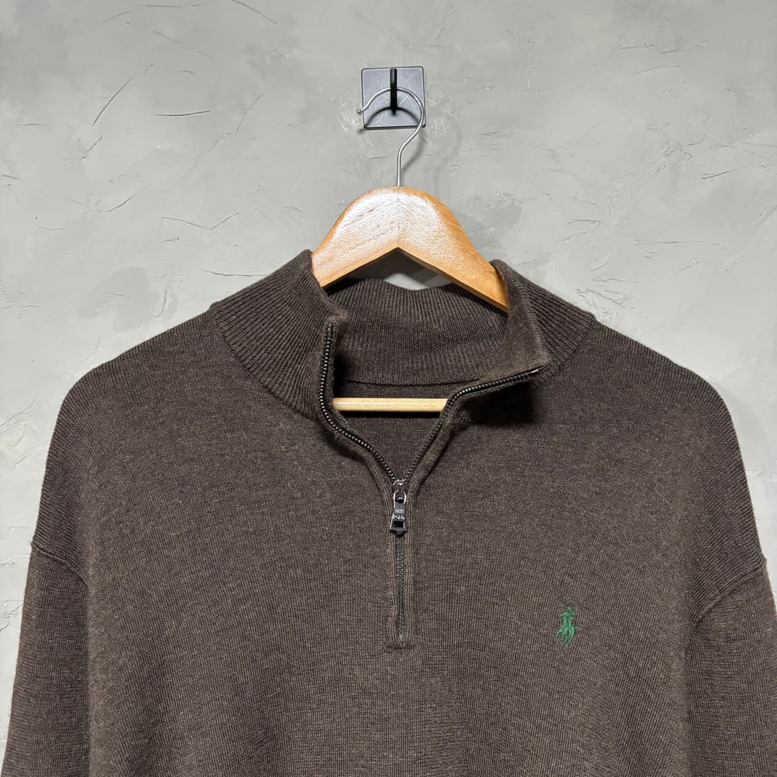 폴로 랄프로렌 신형 니트 반집업 브라운 상품이미지2