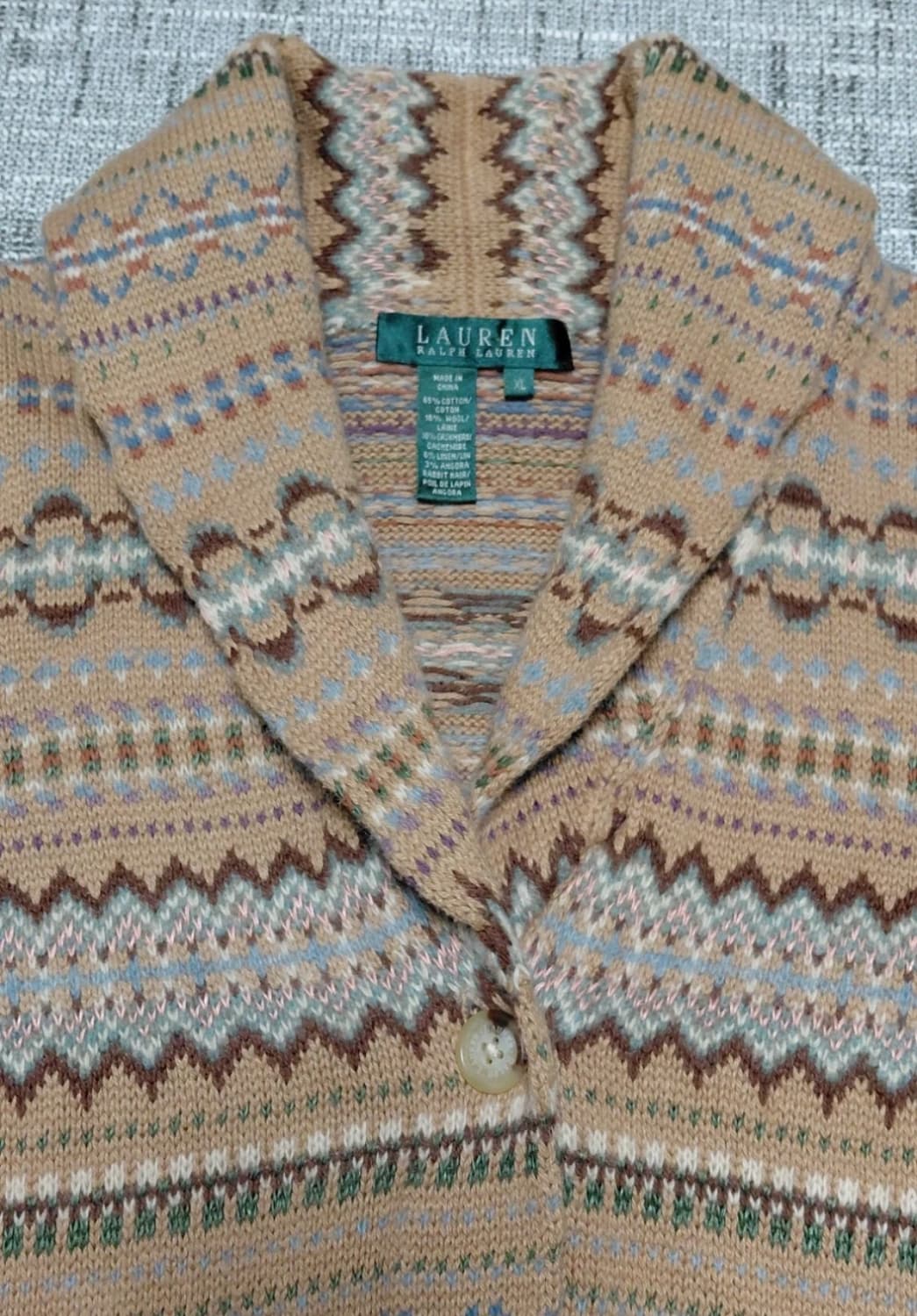 로렌 랄프로렌 페어아일 패턴 니트 가디건 (XL) 상품이미지2