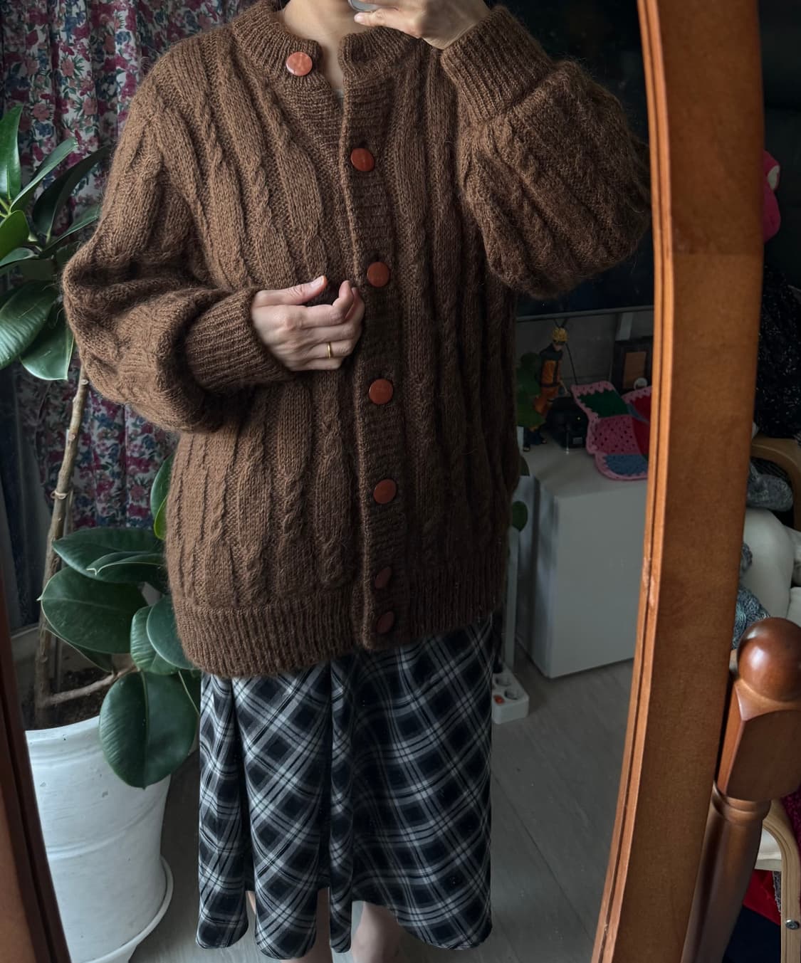퀄좋은 브라운 빈티지 니트가디건 상품이미지1