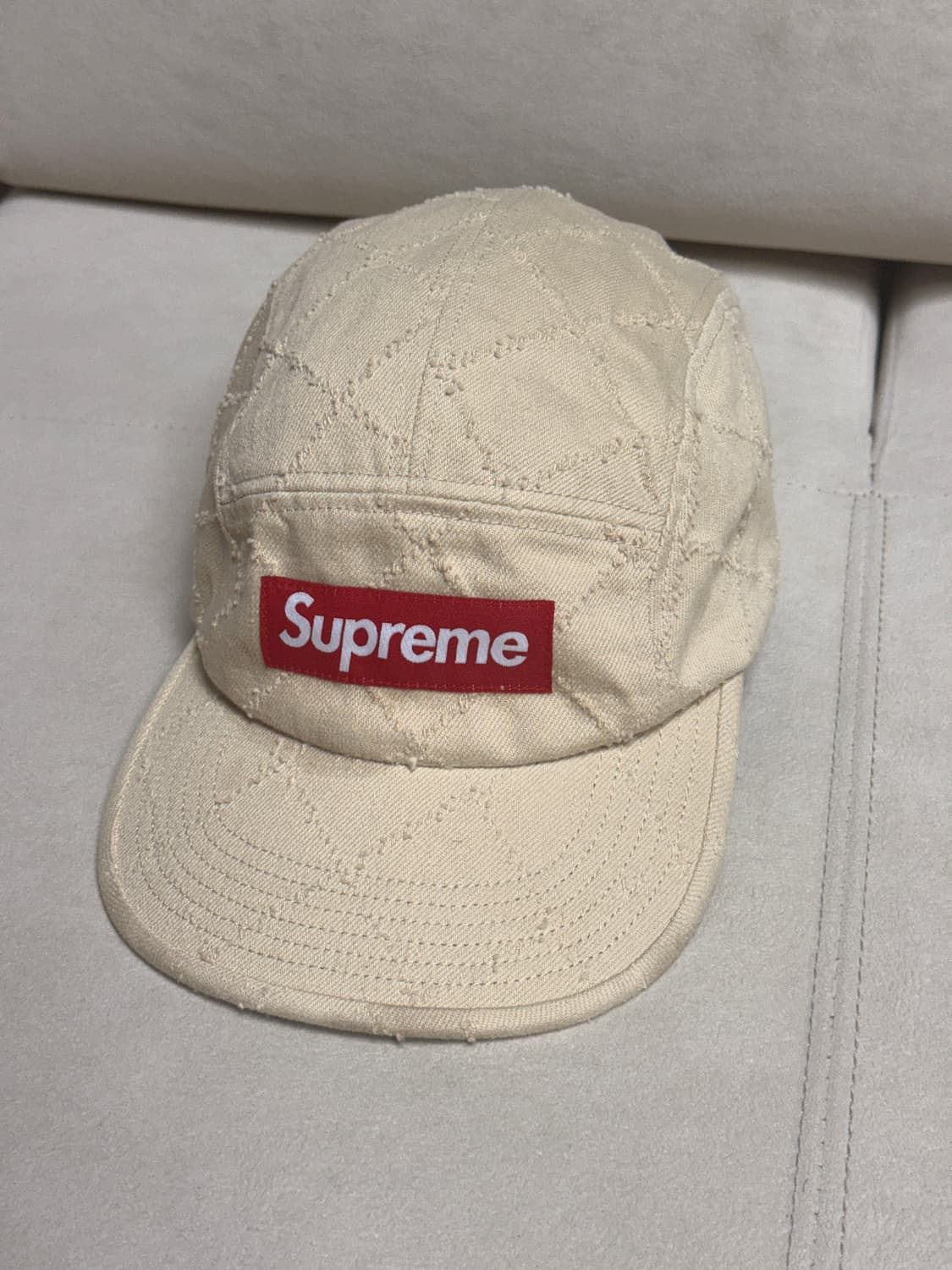 새상품급) 슈프림 펀치드 데님 캠프캡 다이드 베이지 상품이미지3