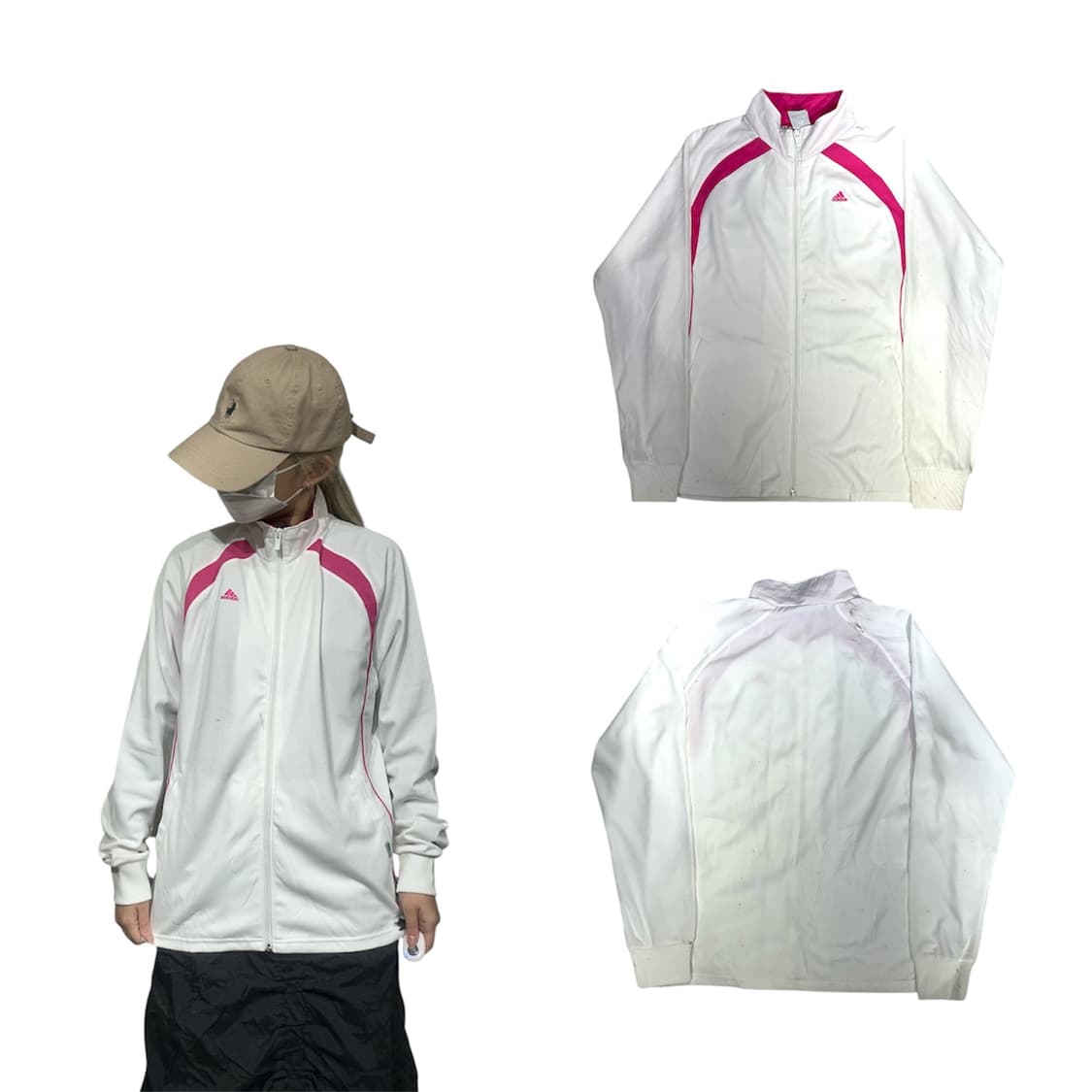 아디다스 화이트 핑크 로고 트랙탑 져지 L 상품이미지1