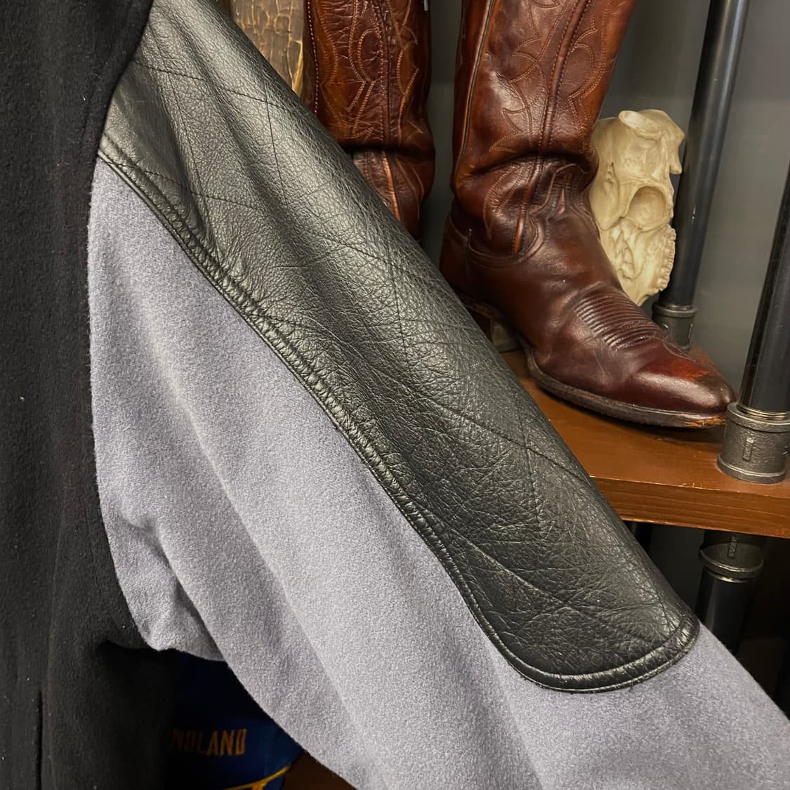 90s 나이키 에어 울 바시티 레더 암 후면 빅 스우시 자켓 상품이미지8