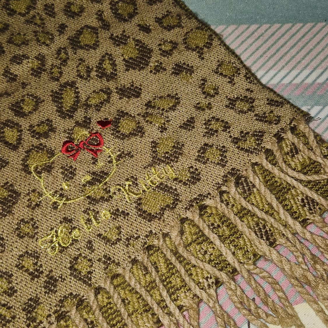 09s 레트로 키티 호피 니트 머플러 상품이미지7