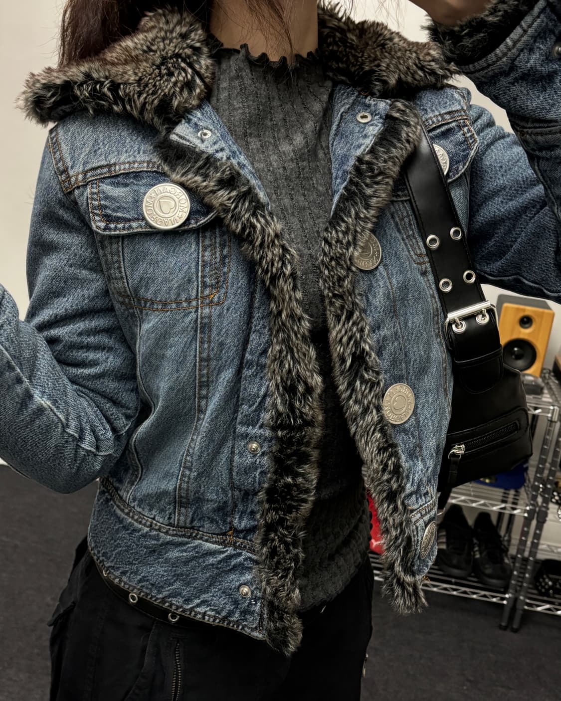 올드 빈티지 퍼 카라넥 데님 자켓 상품이미지2