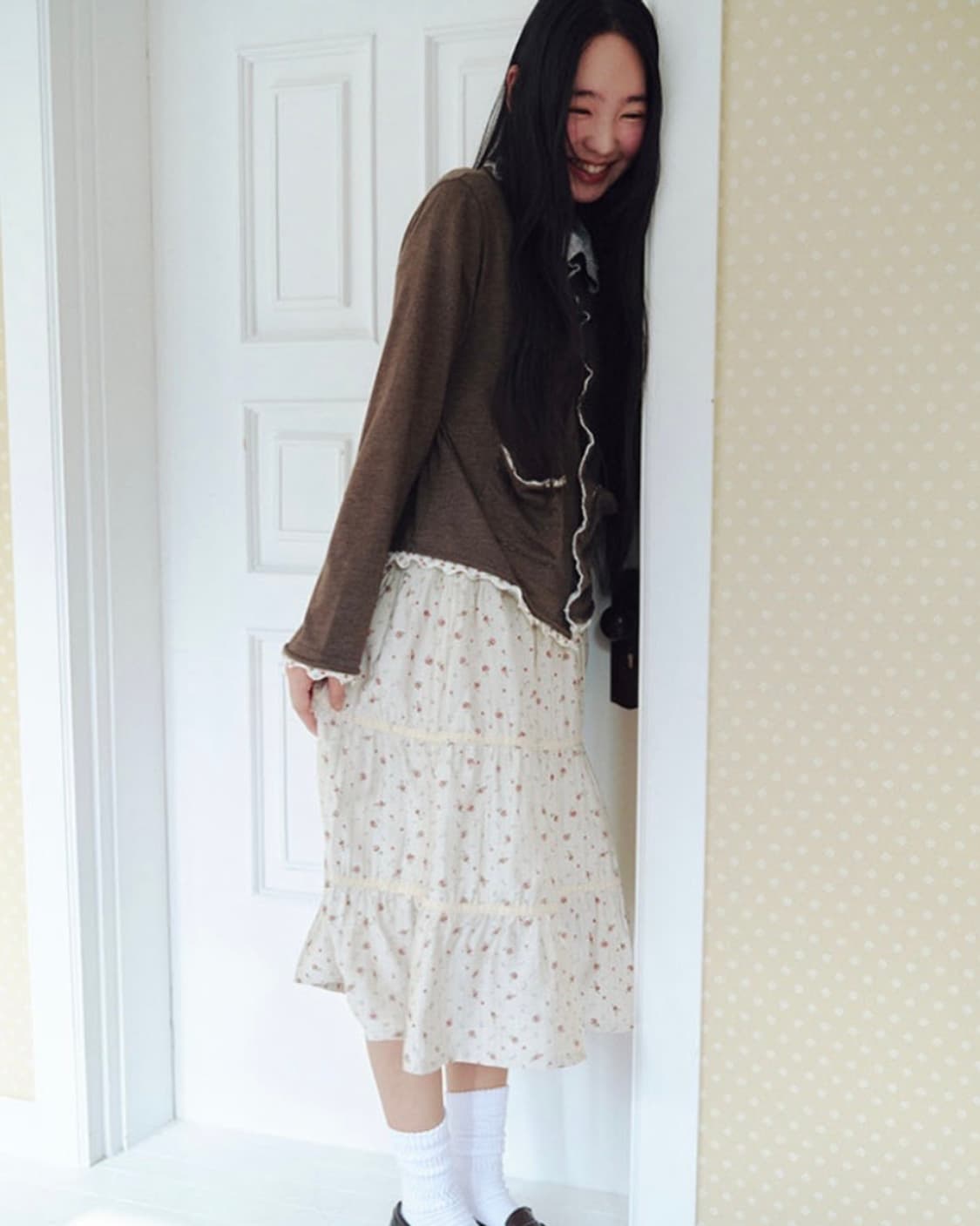 aeae 플라워 미디 스커트 PATTERN TIERED SKIRT [BE 상품이미지3