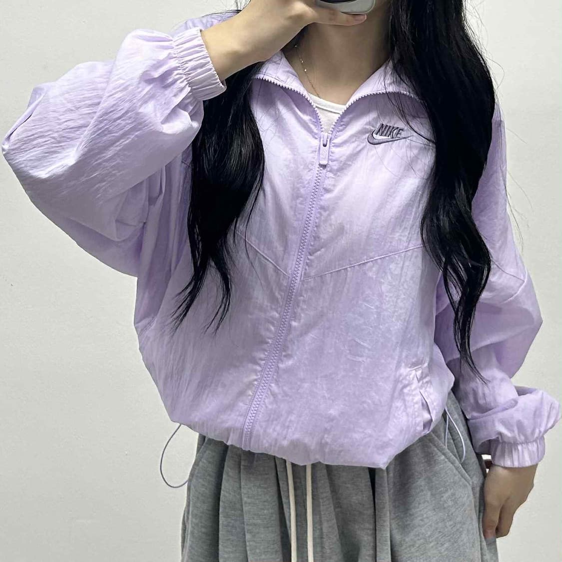나이키 신형 에센셜 퍼플 걸즈 우븐 윈드브레이커 자켓 바람막이(S) 상품이미지2