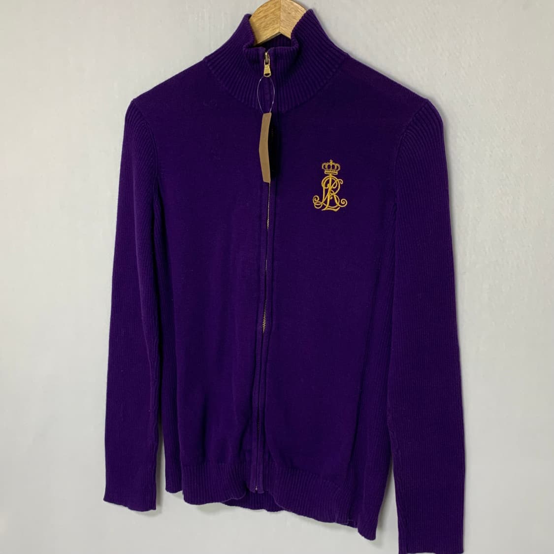 로렌 랄프로렌 퍼플 니트 집업 가디건 빈티지 L 상품이미지3