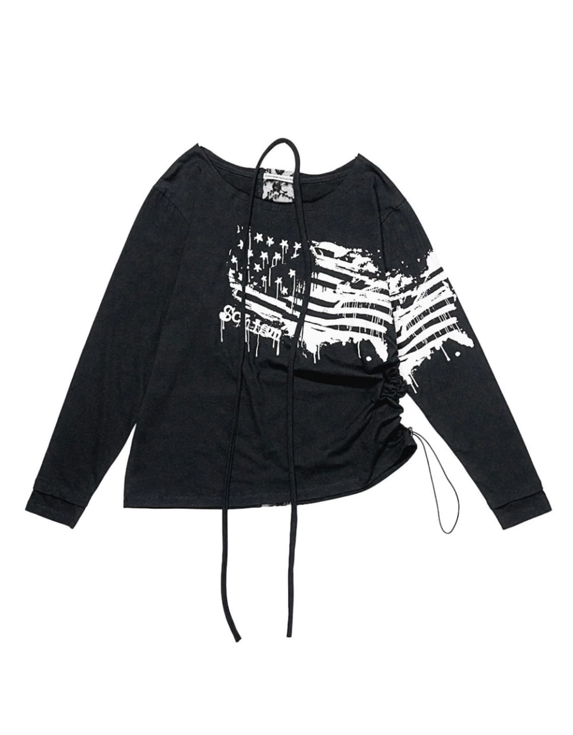 스키즘인듀싱 GRAFFITI FLAG LS TEE 롱슬리브 오프숄더 셔링 상품이미지4