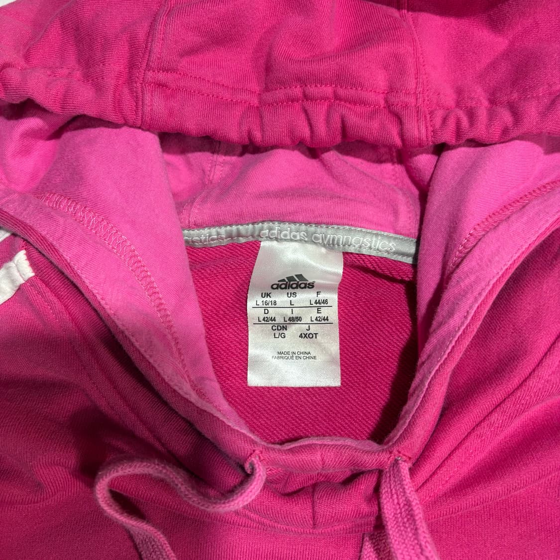 아디다스 짐나스틱스 핑크 삼선 로고 후드티 상품이미지4
