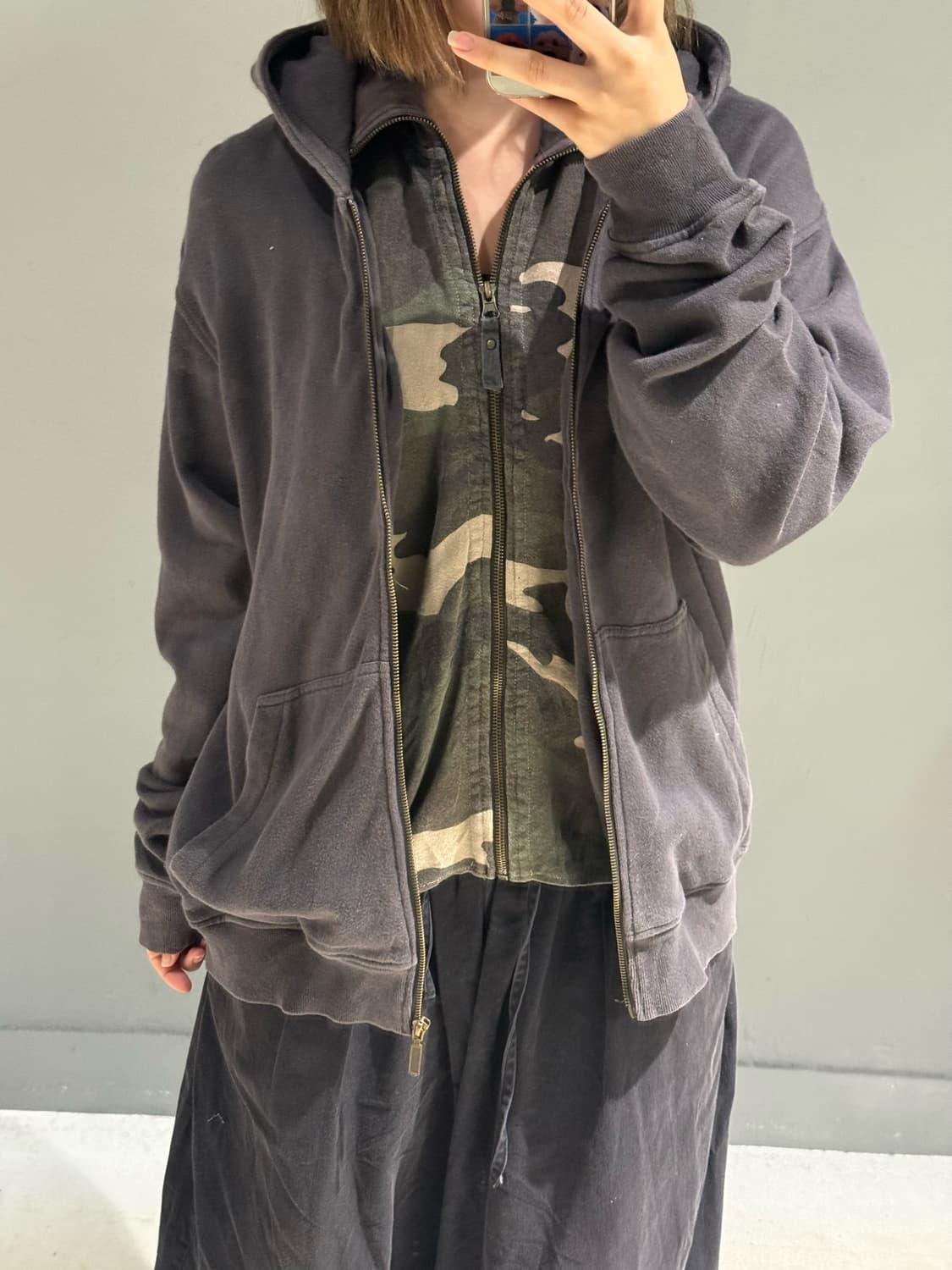 back eagle camo layered hood zip-up 상품이미지3