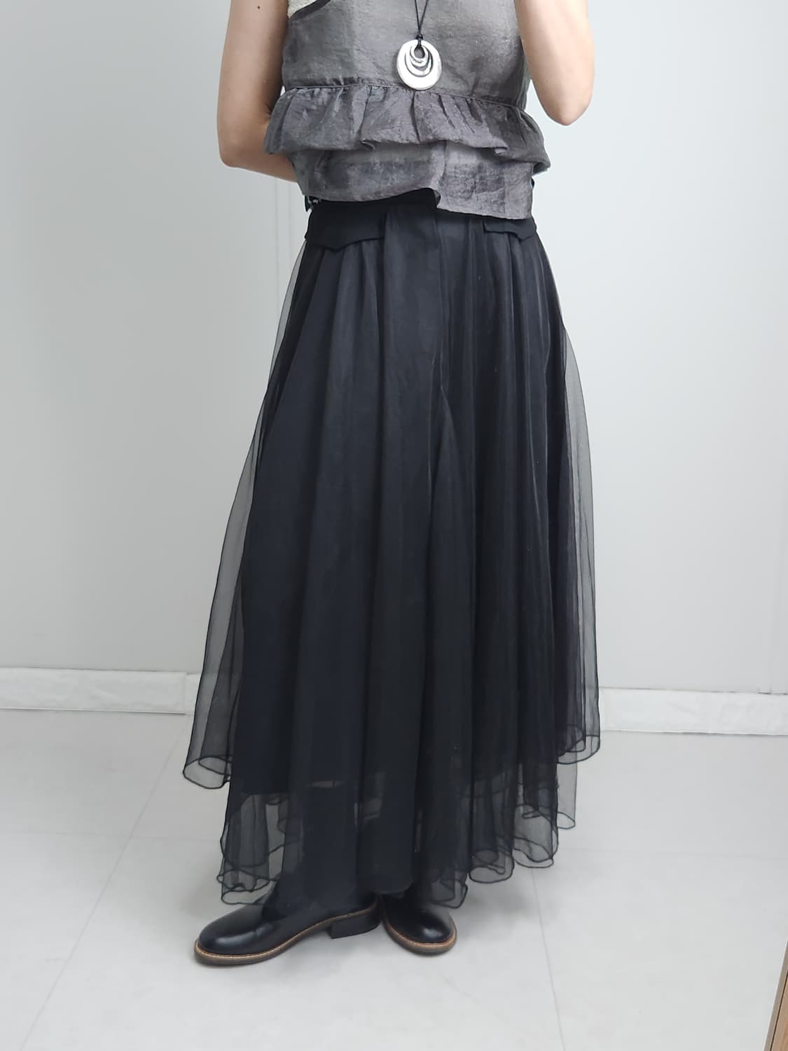 버클 샤 롱 스커트 상품이미지5