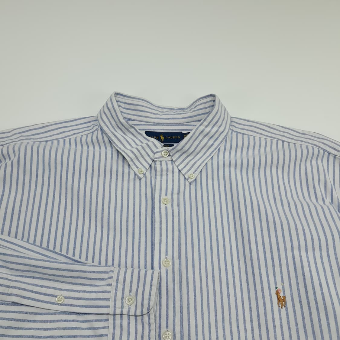 CN717 3XLT 폴로 랄프로렌 스카이블루 스트라이프 긴팔 셔츠 남방 상품이미지3