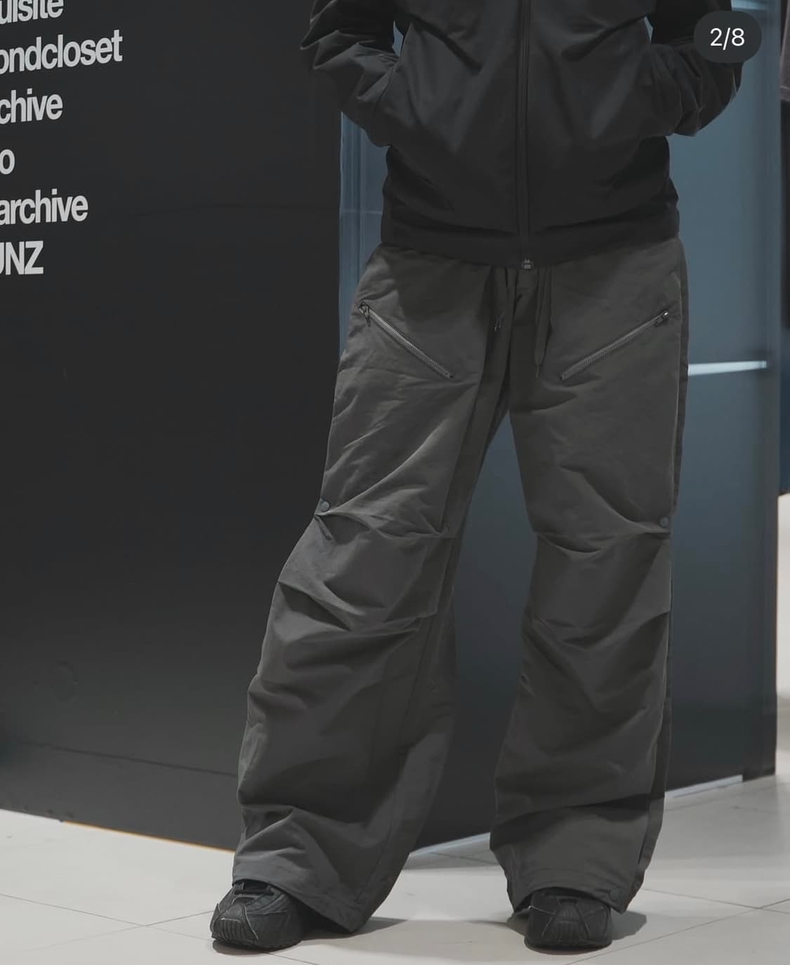 주앙옴므 x 츠통령 더블 레이어드 나일론 팬츠 차콜 L 상품이미지2