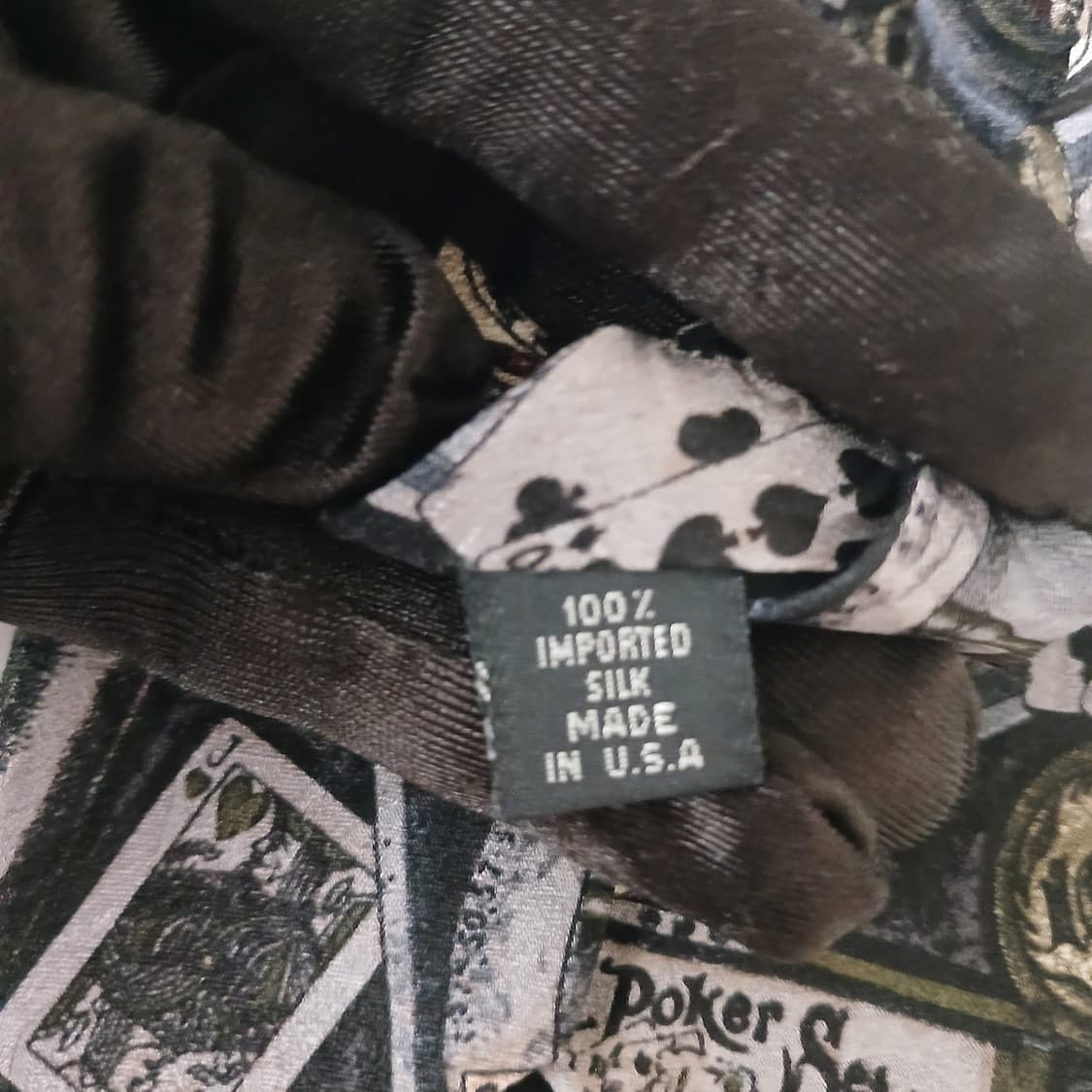 게스 실크 그레이 빈티지 카드 패턴 넥타이 10cm A+등급 A19107 상품이미지7