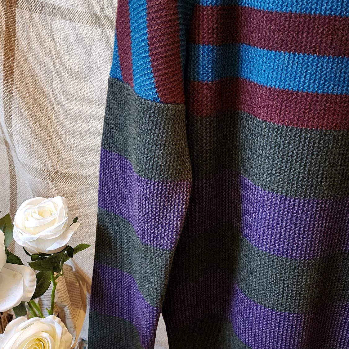 버버리 프로섬 헤비 니트 스웨터 컨트리 컬러블록 스트라이프 런웨이  L 상품이미지5