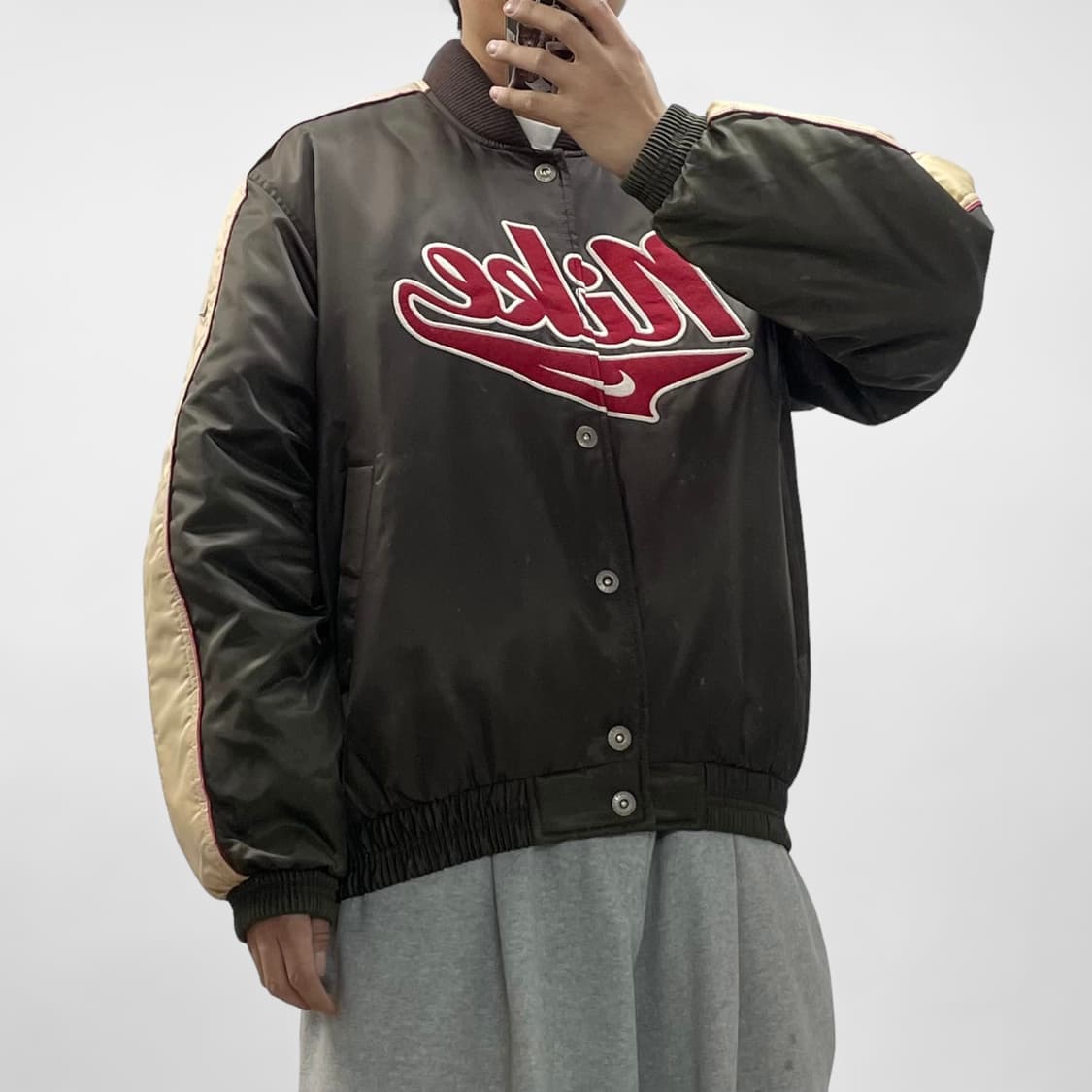 나이키 00s 사틴 스타디움 점퍼 자켓 브라운 상품이미지1