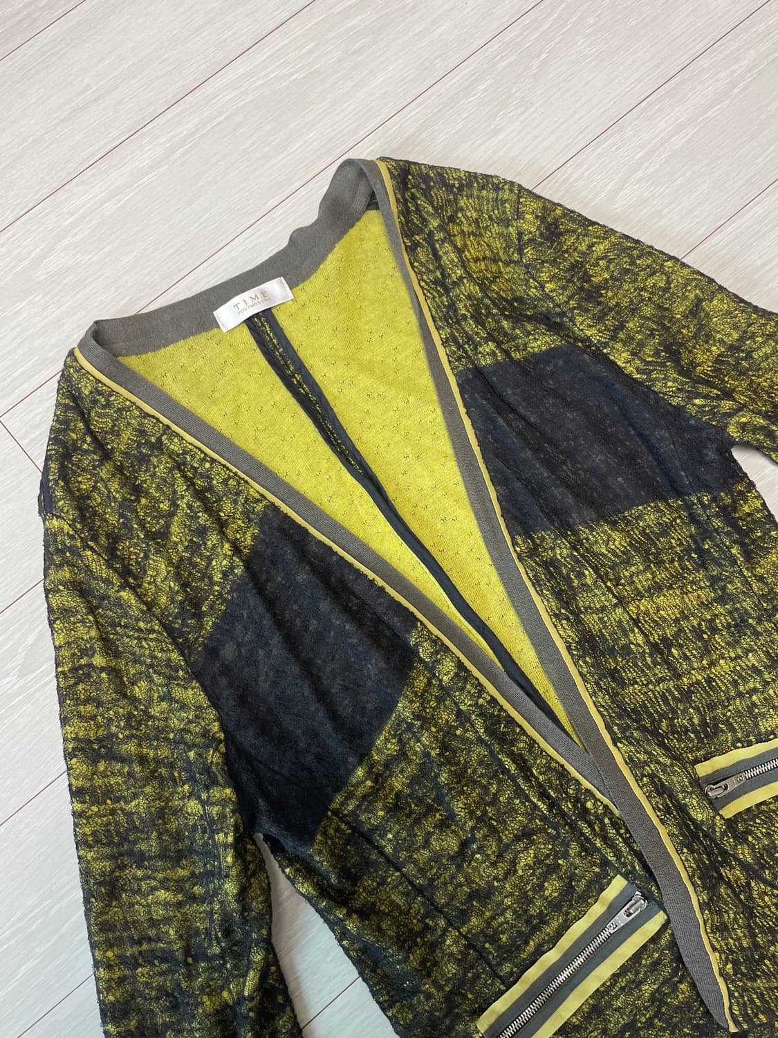 타임(TIME) 텍스처 배색 가디건 상품이미지1