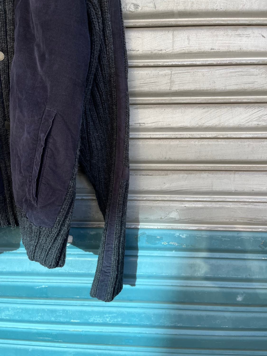 90s Armani Exchange 골덴 판넬 니트 집업 상품이미지4