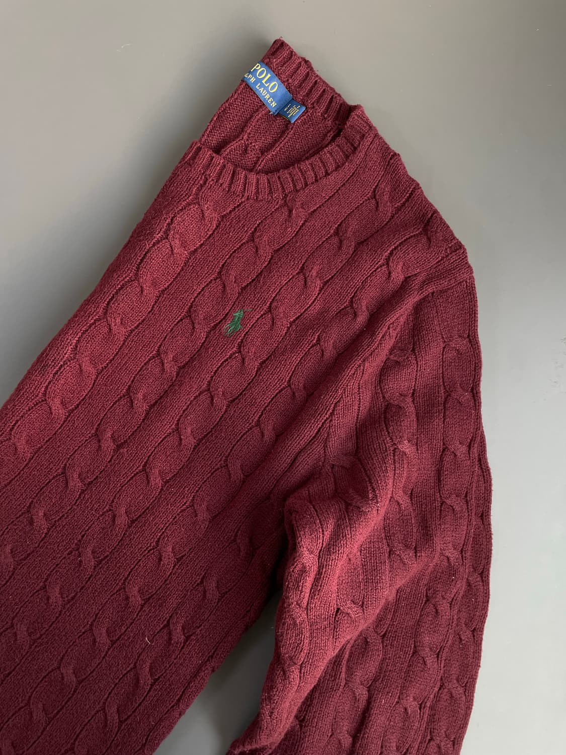 [L] 폴로 랄프로렌 코튼 케이블 꽈배기 니트 스웨터 상품이미지4