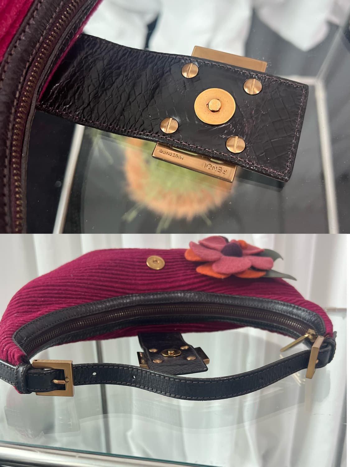 펜디 바게트 크루아상 플라워 아플리케 백 상품이미지9