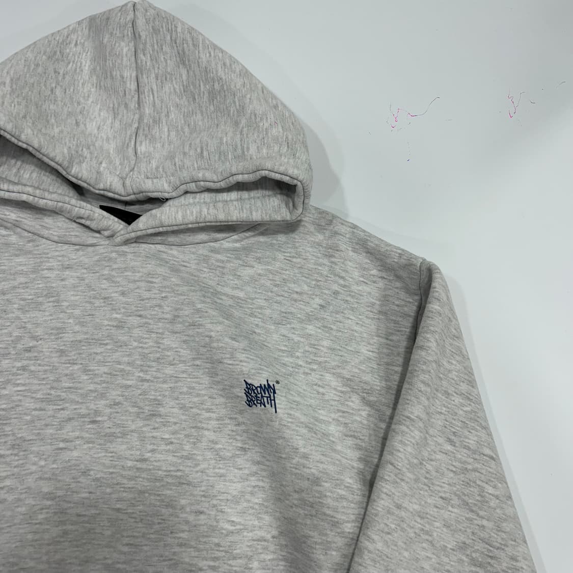 Brown Breath 브라운브레스 네이비 로고 멜란지 후드 상품이미지4