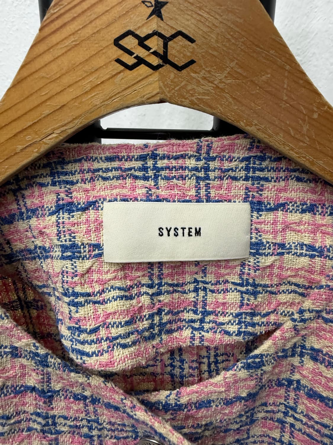 정품) SYSTEM 시스템 한섬 핑크 체크 트위드 자켓 88 상품이미지7