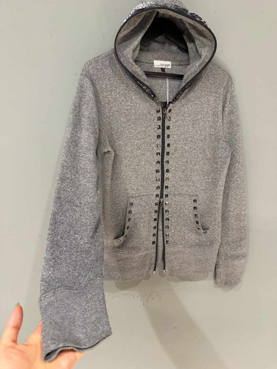 stud detail zipper hood zip-up 상품이미지8