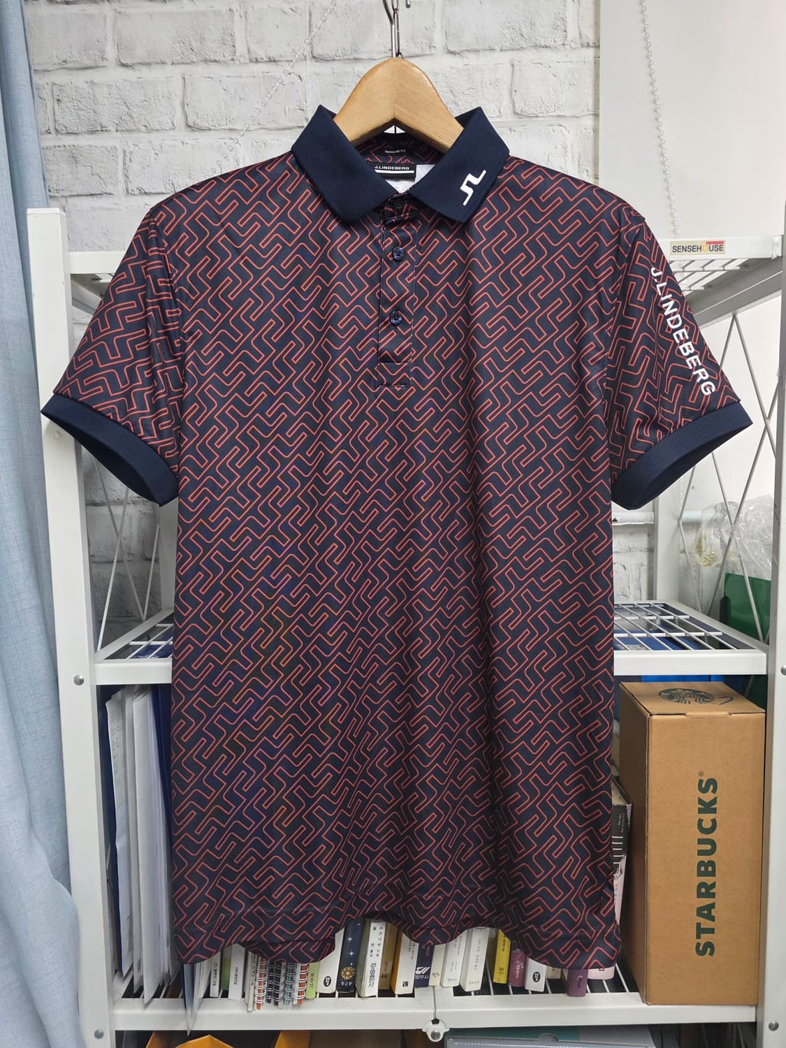 제이린드버그 남성 골프반팔티 95 테크 레귤러핏 프린트 폴로셔츠 MM74 상품이미지1