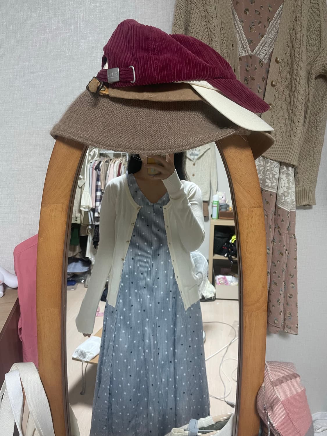 데일리 별패턴 ops 가디건 세트 (착용샷) 상품이미지8