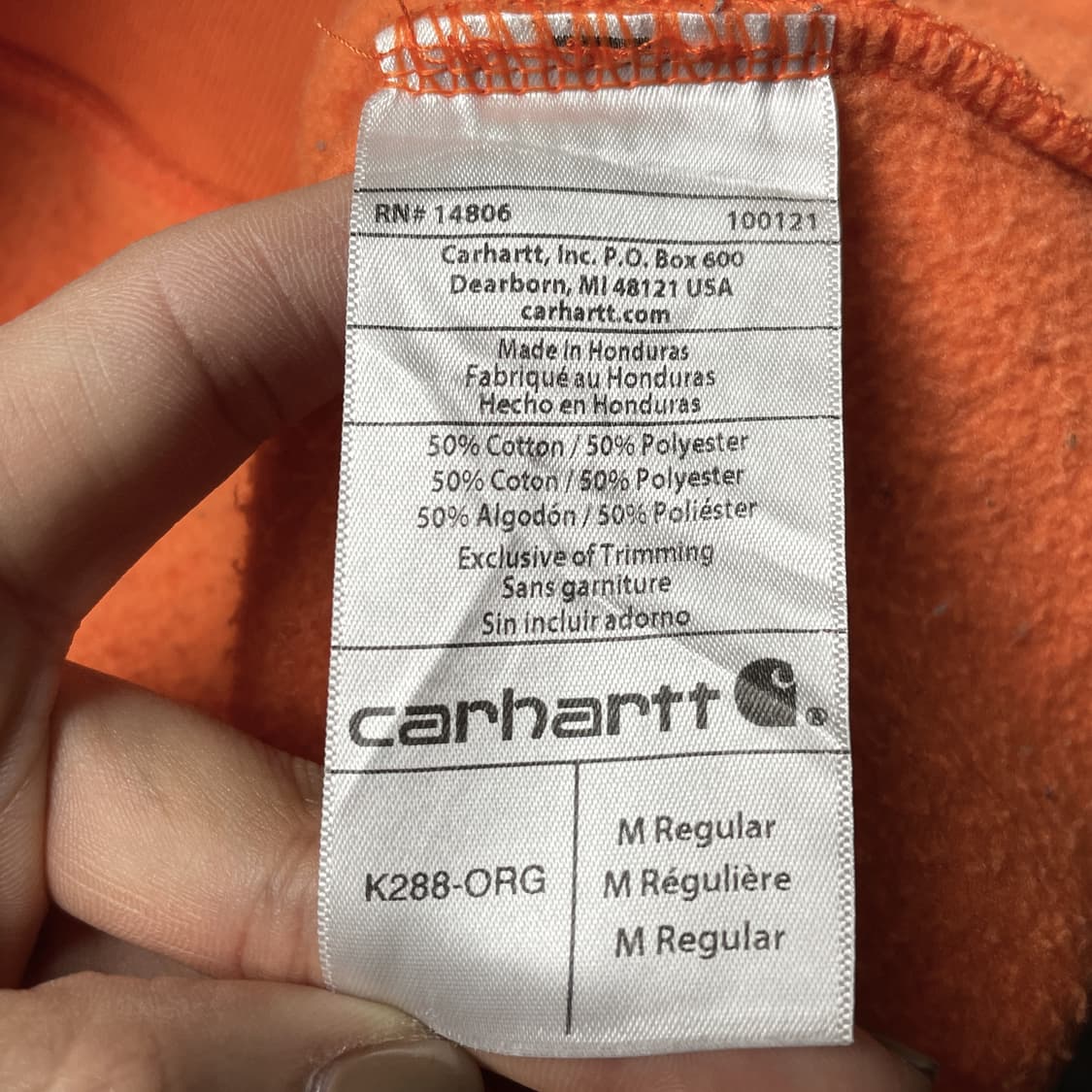 CARHARTT 칼하트 빈티지 오렌지 기모 후드티 A00912 상품이미지10