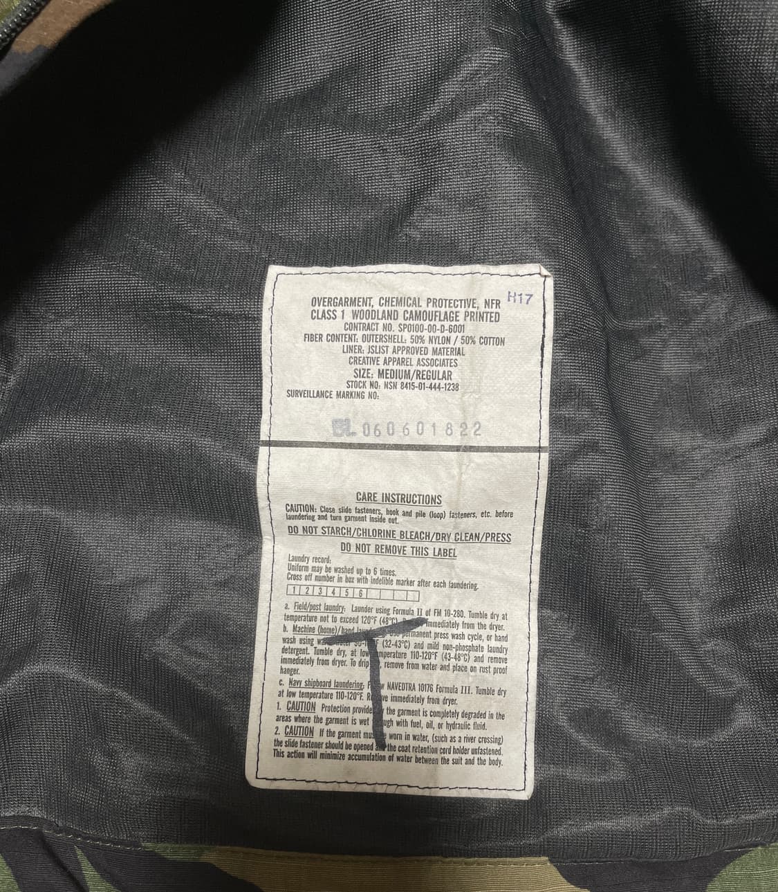 미군 우드랜드 카모 방호복 케미컬 자켓 M/R 상품이미지3