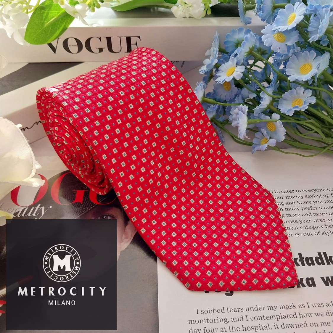메트로시티 실크 레드 패턴 넥타이 8.9cm A+등급 A1963
 상품이미지2
