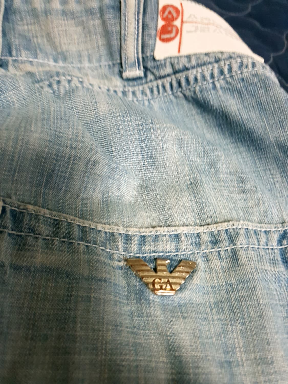 (이태리)아르마니진 빈티지에이징워싱 사이트포켓 스트레이트 데님팬츠  32 상품이미지7