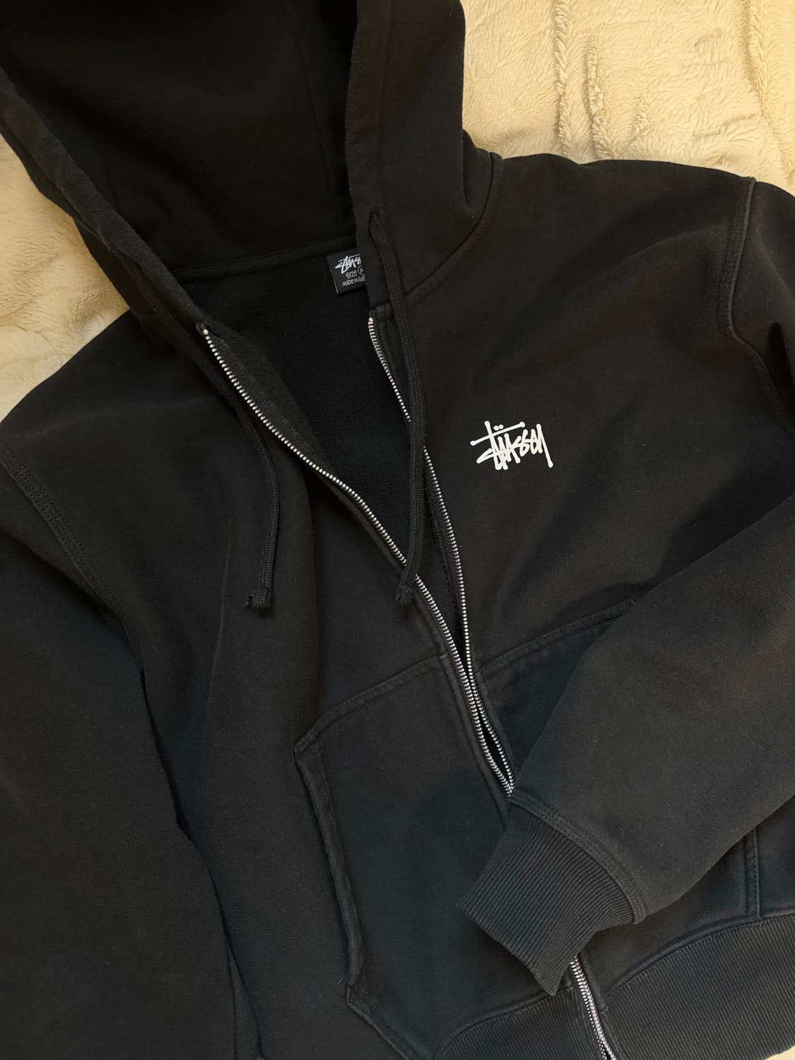 스투시 베이직 기모 후드집업 m 상품이미지1