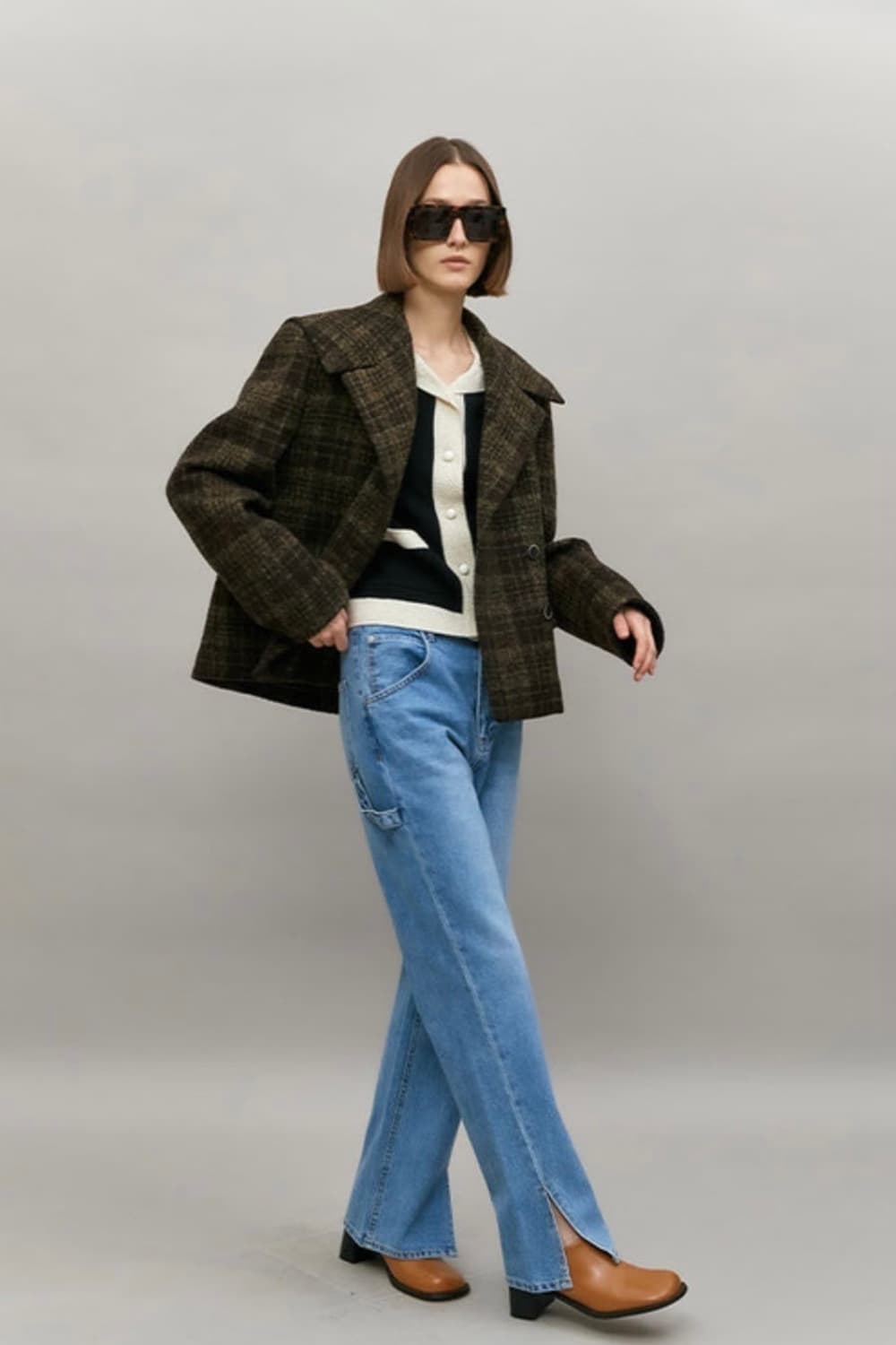 엔오르 마린체크숏코트 상품이미지3