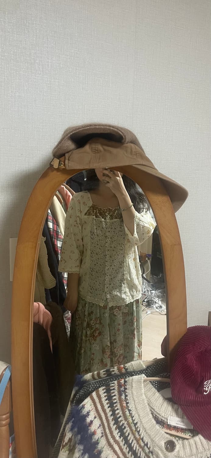 모리걸 빈티지 잔꽃 블라우스 가디건 set 💚🧡🌸 상품이미지8