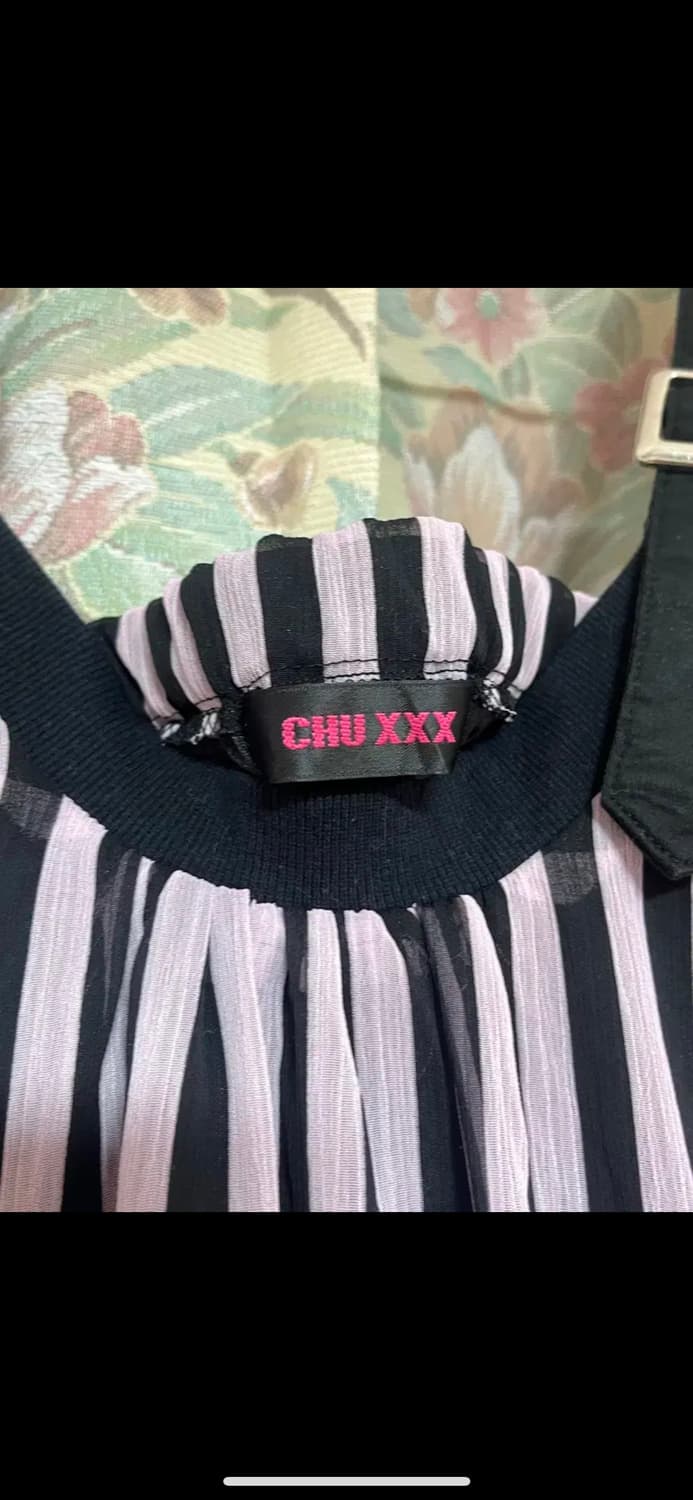 CHUXXX 스트라이프 슬리브리스 탑 나시 펑크 갸루 상품이미지6