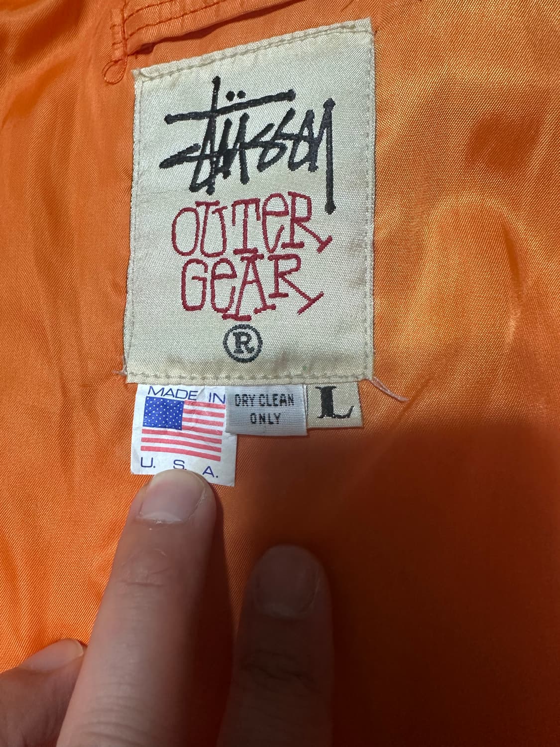 빈티지 스투시 MA-1 봄버 자켓 카키 L made in usa 상품이미지4